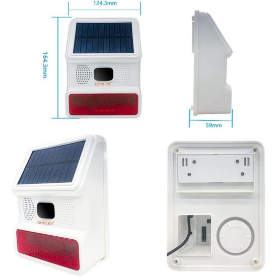 GONLEN Strobe Solar Siren Wireless Home Alarm Security System