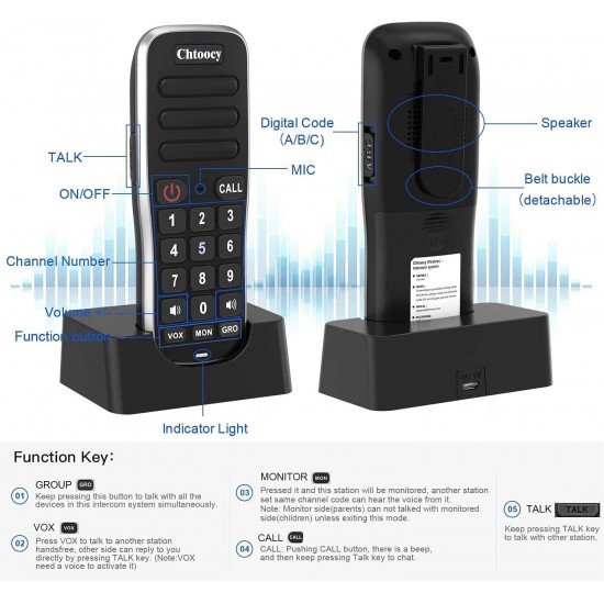 Chtoocy Rechargeable Handheld Wireless Intercom System