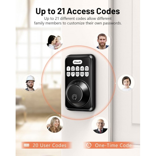 Zowill Electronic Keypad Deadbolt Smart Lock with Anti-Peeping Password