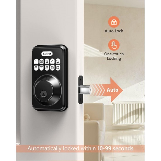 Zowill Electronic Keypad Deadbolt Smart Lock with Anti-Peeping Password