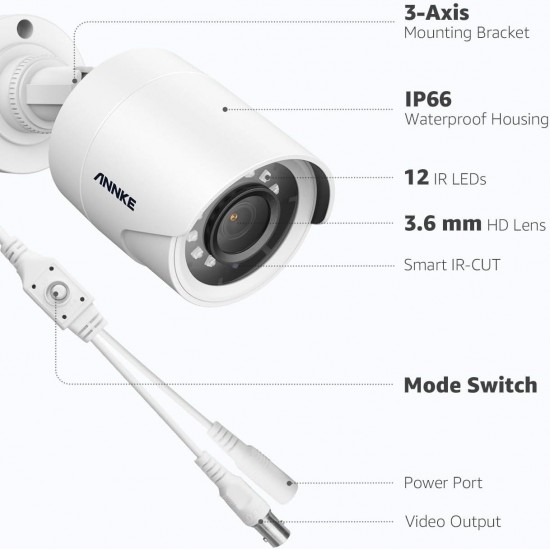 ANNKE 1080p Security Camera 4-in-1 CCTV Bullet Wired Cam