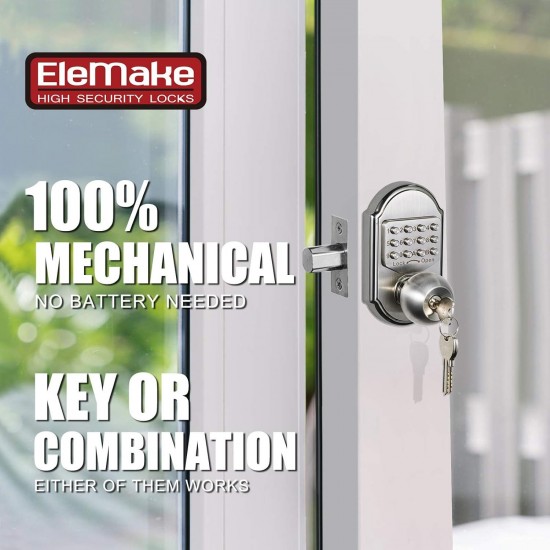 Megaflint Keyless Entry Door Lock Deadbolt Keypad Mechanical Stainless Steel (Pass Code or Key) 100% Mechanical, No Electronic