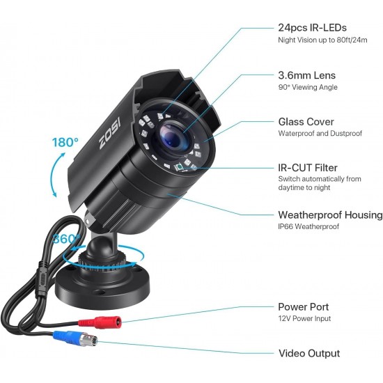 ZOSI 1080P HD TVI Security Camera with Night Vision