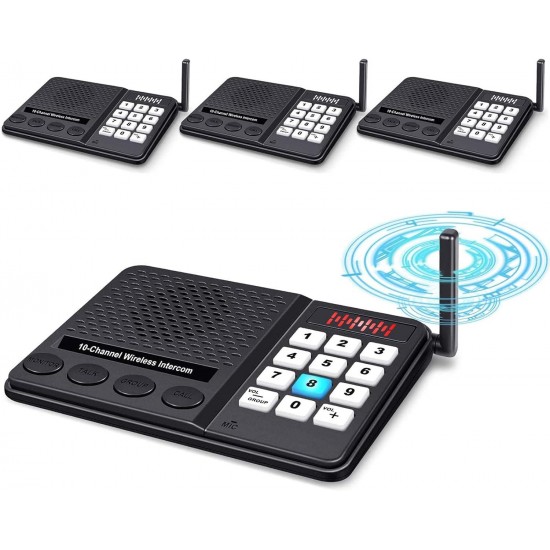 Intercoms GLCON 10 Channel 3 Code Wireless Intercom System for Home